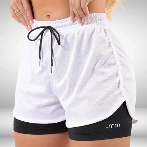 Short Duplo Compreensão Fitness Bermuda Academia Feminino