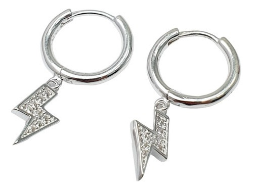 Aros Plata 925 Mujer Joyas Argollas Colgante Garantia Rayo