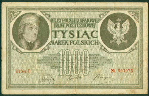 Polonia Billete 1000 Marek 17.5.1922 P# 22 Bueno+
