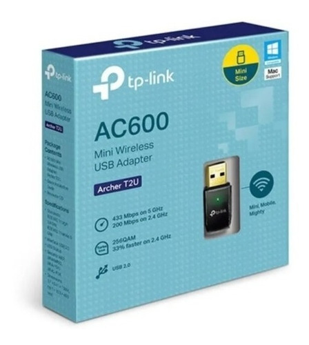 Imagen 1 de 3 de Adaptador Usb Wifi Tp-link Archer T2u Dualband 5g Ac600