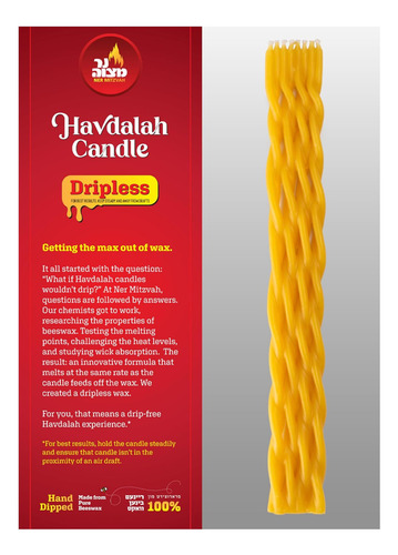 Ner Mitzvah Havdalah Vela Sin Cera De Abejas Trenzadas Vela