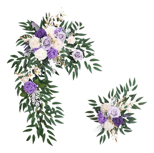 2x Flores De Arco De Boda Flores De Esquina Verdes Para
