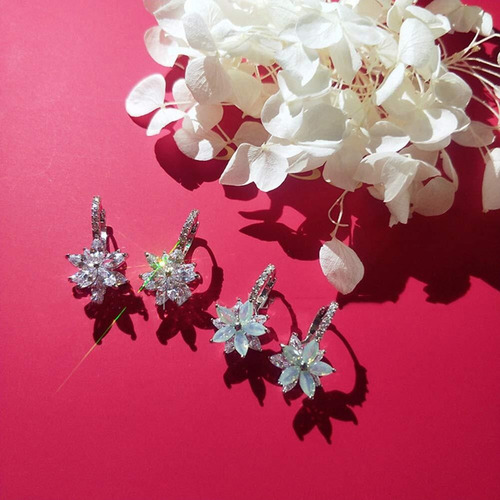 1 Par Aretes De Orquídea Con Circonita Cúbica Para Mujer