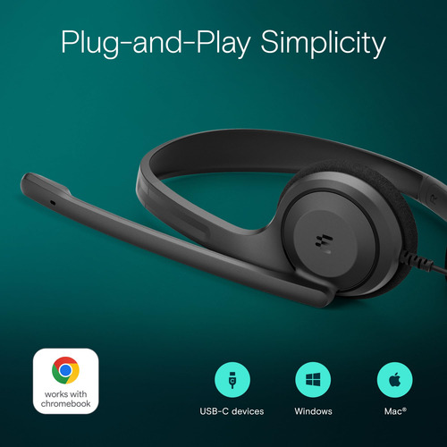 Auriculares Epos C1 Usb-c De Alta Fidelidad Con Cable Y Redu