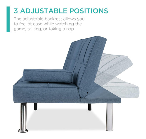 Best Choice Products Futón Plegable Sofá Cama 2 Portavasos
