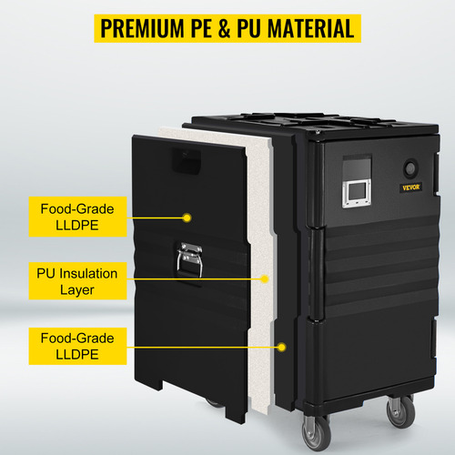Vevor Caja De Catering Carga Aislamiento Térmico 120l Rueda Color Negro