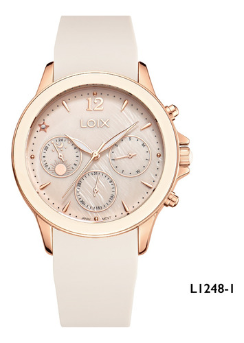Reloj Mujer Loix® L1248-1 Beige Con Oro Rosa, Tablero Beige