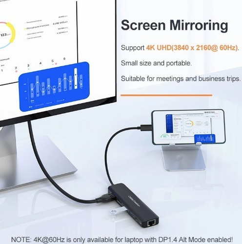 Hub Usb-c 7-em-1 C/ Hdmi4k@60hz Rj45 Sd P/ Macbook Ipad Dock