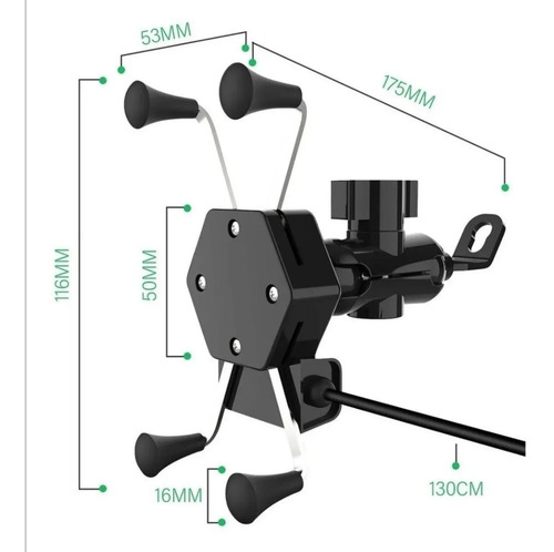 Base Soporte Porta Celular Para Moto Cargador Usb