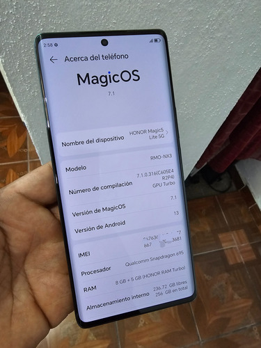 Cel Honor Magic 5 Lite 5g 8/256 Verde Verde Claro (Usado)