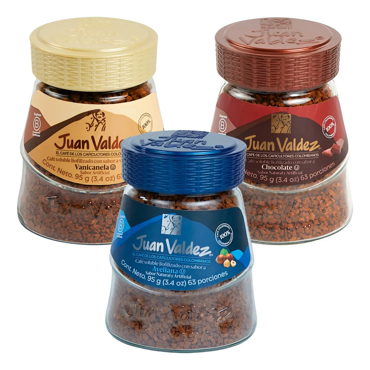 Tripack Juan Valdez Café Soluble 95gr 3 Sabores