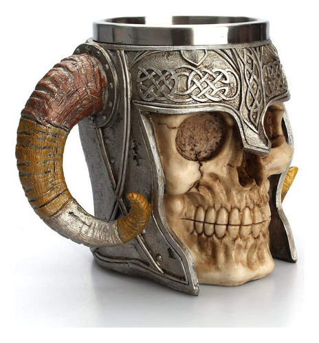 B Taza Medieval De Acero Inoxidable Con Cuernos De Carnero