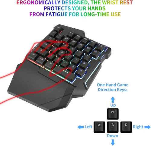 Combo De Juego Y Mouse De Mitad De Mano Combo Laelr 35 Tecla