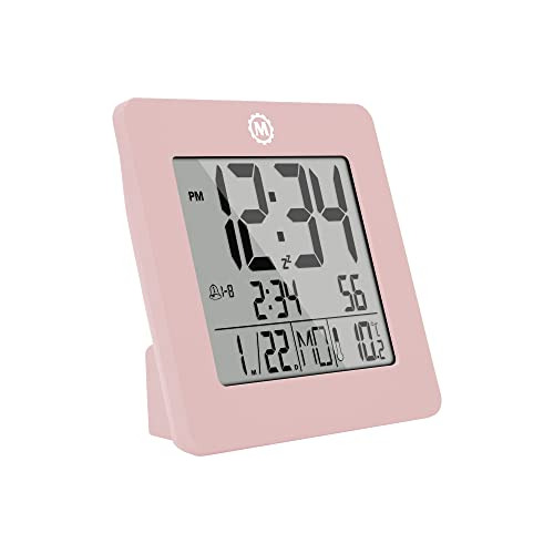 Reloj Digital De Escritorio, Rosa, Pantalla Fácil De L...