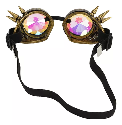 Lelinta Gafas steampunk con lentes de colores y lupa ocular para fiestas  rave, gafas de Halloween, festivales, rave