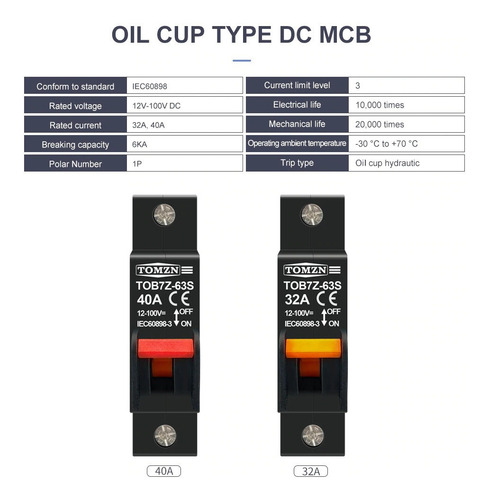 Imagen 4 de 6 de Interruptor Automático Dc Bipolar Breaker / Diferencial Tv
