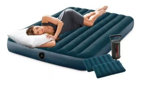 Colchão Casal Intex Queen Dura Beam Fiber Tech Com Bomba De Inflar E 2 Travesseiros - 64736