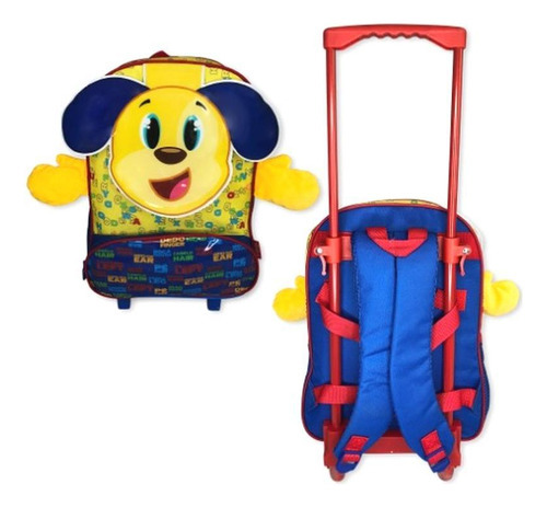 Mochila Infantil Escolar Cachorro Rodinha Amarela