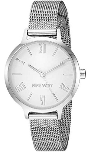 Nine West Womens Nw/2229svsv Reloj De Pulsera De Malla Plate