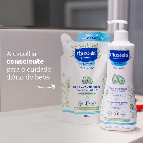 Refil Gel Lavante Suave Mustela 400ml Abacate Orgânico