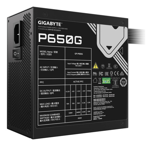 Fuente Gigabyte P650g 650w 80 Plus Gold Color Negro