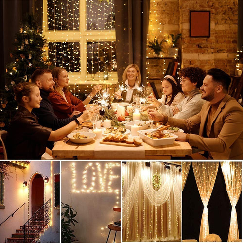 Imagen 9 de 10 de Cortinas Serie Luces Decorativas Led Usb 300led 3x3m 2piezas