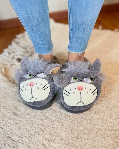 Pantuflas Gato Lucifer Acolchonada Felpa
