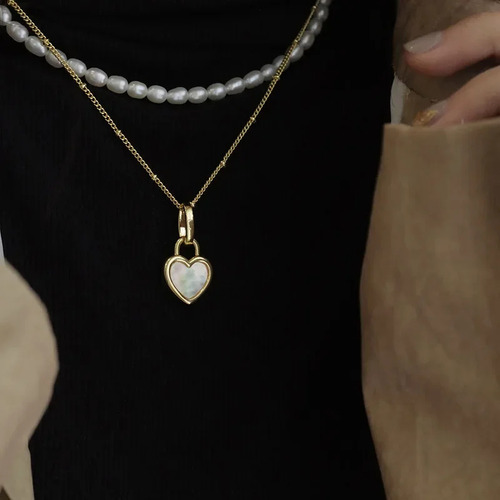 Collar De Amor De Doble Cara De Plata S925 De Estilo Coreano