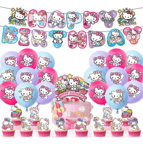 comprar Kit Globos Cumpleaños Hello Kitty Temática Decoración Fiesta