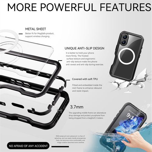 Capa Prova Dagua P/ iPhone 16/16 Pro Max Plus Proteção Total