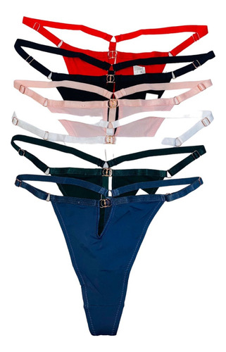 Pack 3 Sexy Colaless Con Ojal Y Abertura Adelante Ajustable