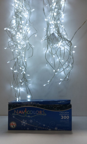 Imagen 2 de 5 de Serie Navideña Cascada 300 Blanco Frio 5mts Cable Transparen