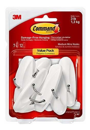 Barra Para Cortina  Command Medium Wire Hooks Value Pack, Wh