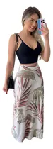 Comprar Conjunto Cropped Saia Longa Feminino Blogueira Moda Verão