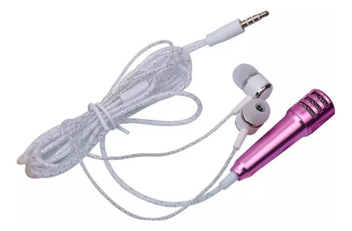 Mini Microfono Con Auricular Para Celular Notebook Pc Color Rosa Chicle