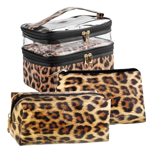 ~? Bolsa Cosmética De Estampado De Leopardo Fumxin Con Bolsa