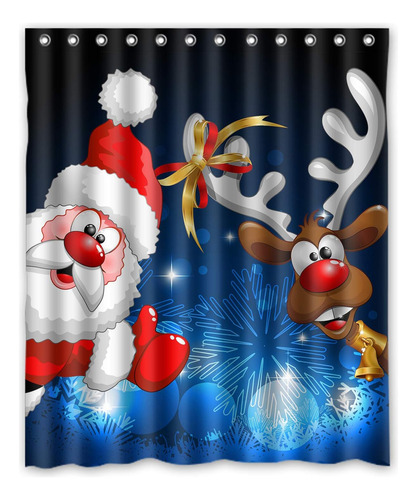 Feliz Navidad Santa Claus Venado Patrón Cortina De Baã...