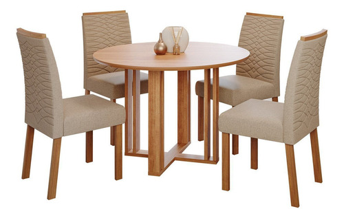 Sala De Jantar Flora Redonda 109 Sem Vidro Com 4 Cadeiras Wt