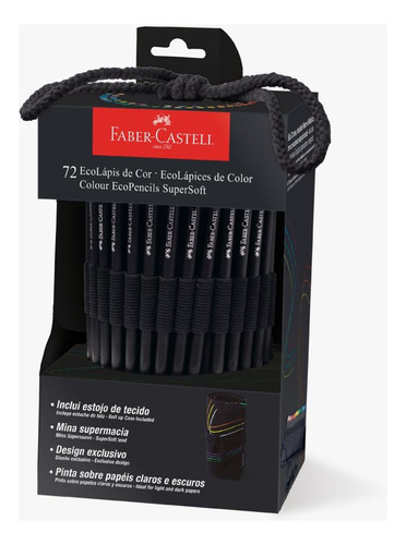 Lápis de Cor EcoLápis SuperSoft 72 Cores + Estojo de Tecido Faber-Castell ET 1 UN