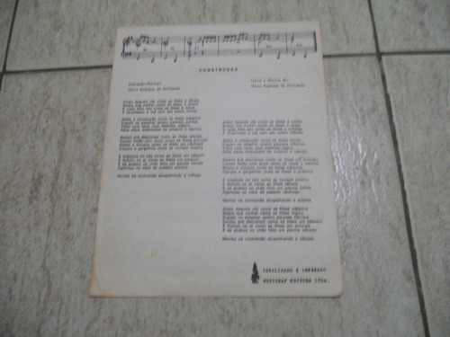 Chico Buarque - Construção - Partitura E Letra 1972 (Usado)