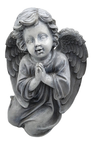 Figura Angel Adorno Escultura 26cm Altura Color Gris