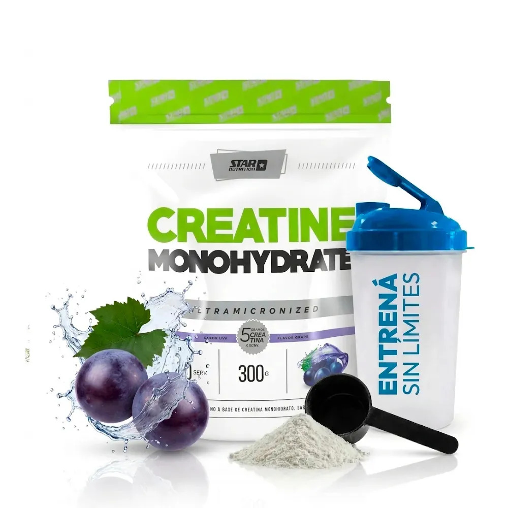 Creatina Monohidrato Star Nutrition 300g Doypack Uva + Shaker