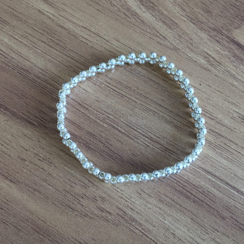 Imagen 5 de 10 de Pulsera Resorte Bolitas De Plata .925 Agálea Joyería