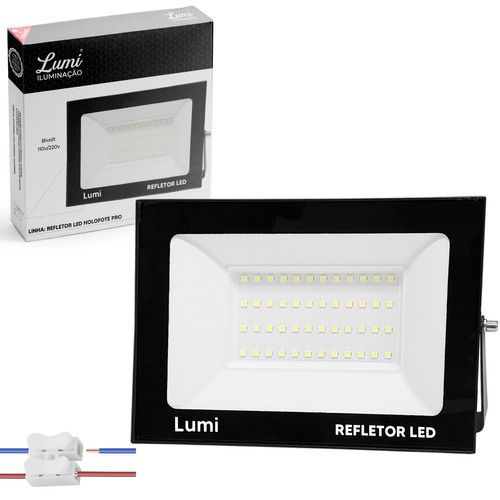 Refletor Super Micro Led Holofote Pro 200w Bivolt Prova D'água Branco Frio Lumi 1ª Linha