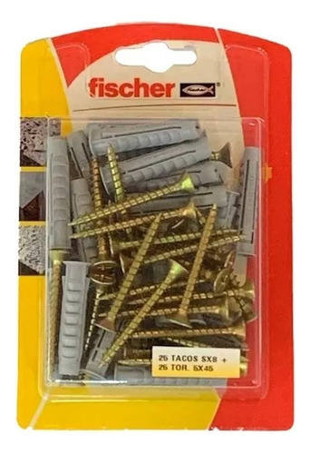 Tarugo 8 Fischer + Tornillos 5x45 Blisterx 25 Unidades Taco
