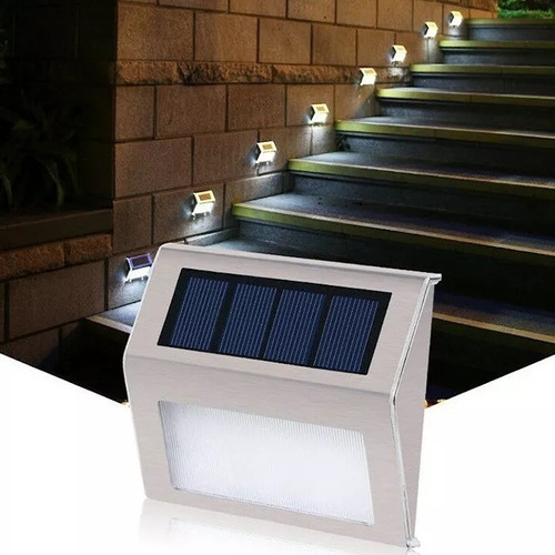 Aplique Lampara Luz Led Solar Para Escaleras Senderos Muros