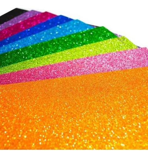 Goma Eva Glitter Brillo Colores Surtidos 60x40 X10 Planchas