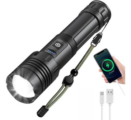 Linterna Led Cree L-39 2000 Lm Recargable Negro Luz Blanco