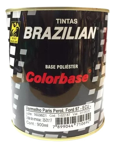 Pintura Base Poliester Rojo Vermelho Paris Ford 900ml Oferta