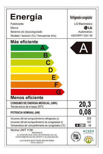 Heladera Inverter Lg Gb37spp 336l Gris No Frost Gris